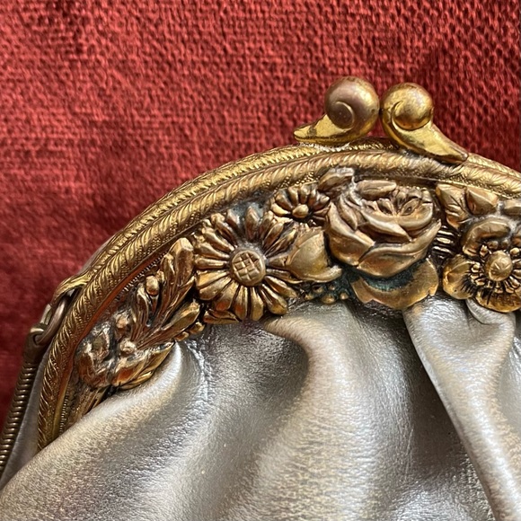 antique walborg silver leather kiss lock bag - Picture 5 of 11